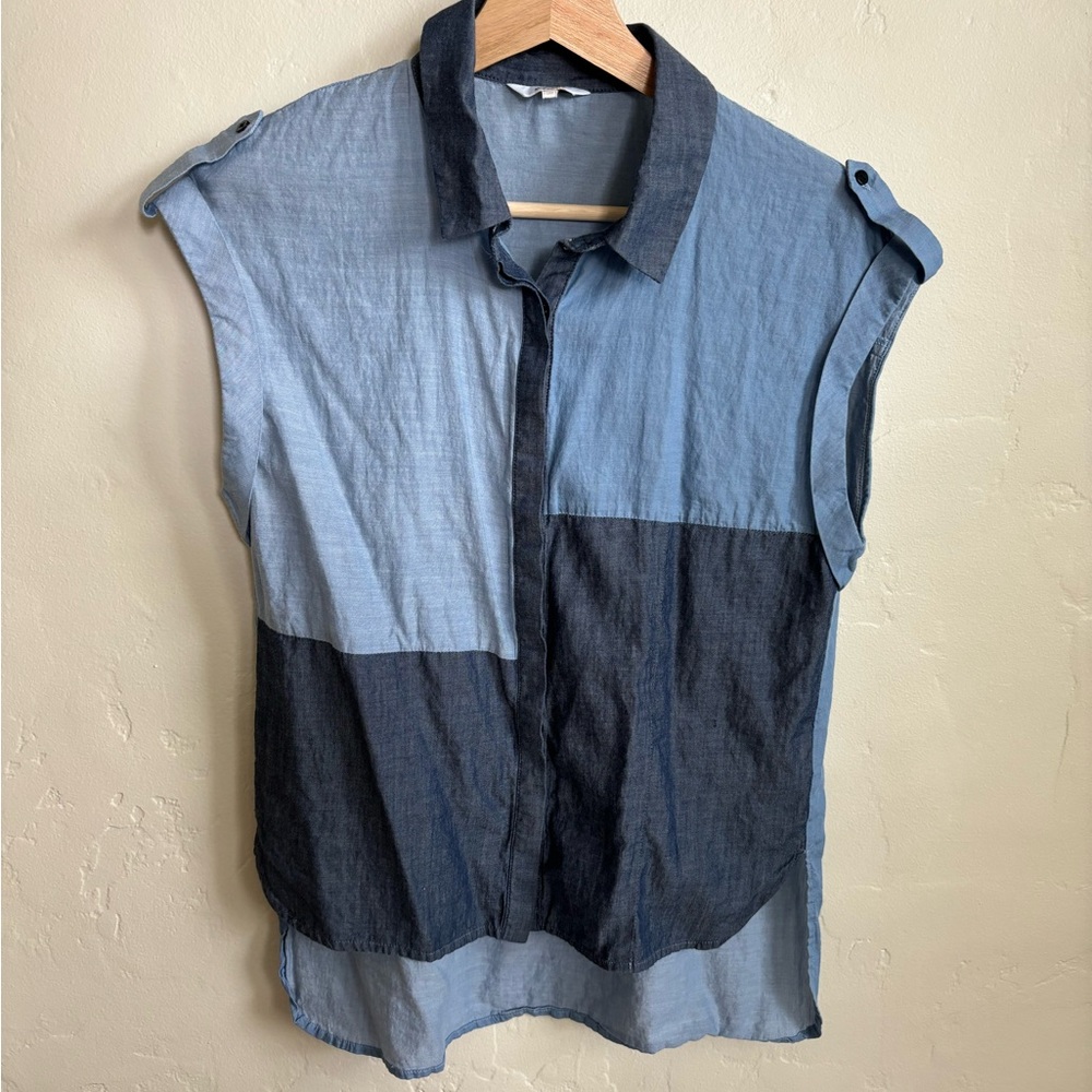 Etam Paris 100% Cotton Cap Sleeve Blouse, Size Small